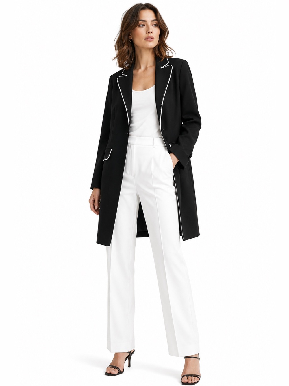 FOCUS 2000 Black Fully Lined Long Line Blazer / Jacket / Coat US Sz 12